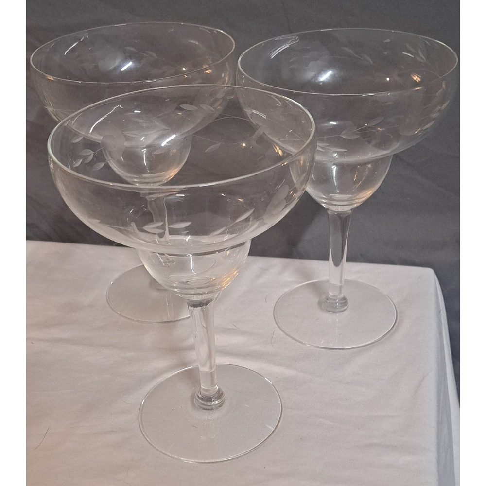 Vintage Princess House Heritage Crystal Irish Coffee Mugs Etched Floral Pattern - Picture 7 of 16